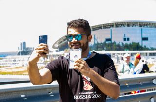 Fan de foot avec son Fan ID à Moscou